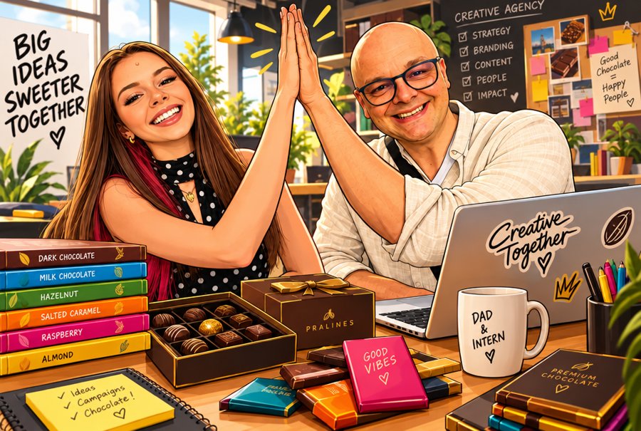 Comic: Papa und Mia geben sich ein High Five